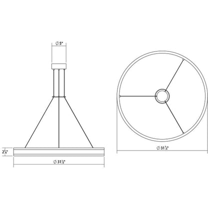 Double Corona 32" Wide Integrated LED Ring Chandelier with Acrylic Shades