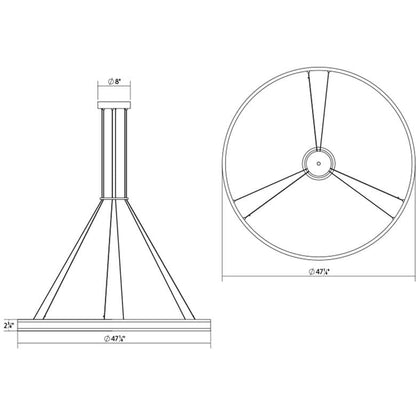 Double Corona 48" Wide Integrated LED Ring Chandelier with Acrylic Shades