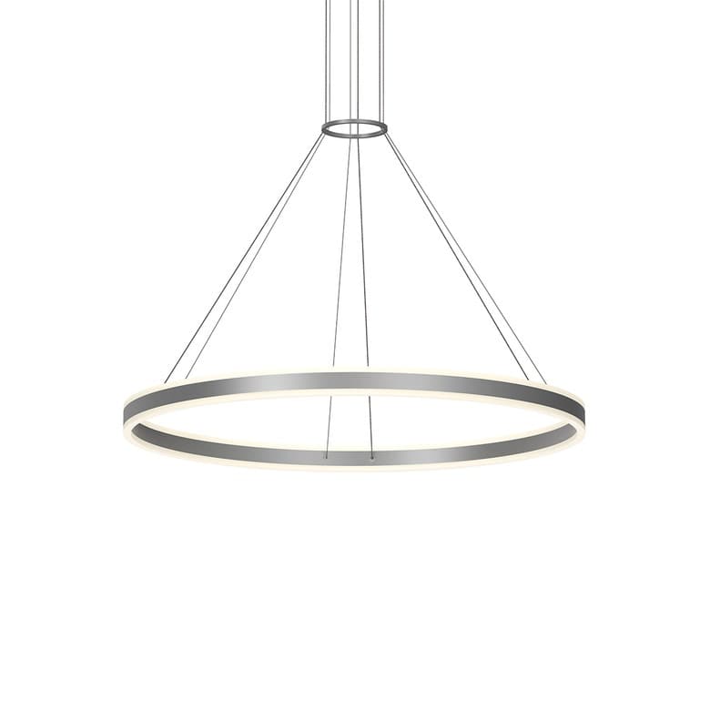 Double Corona 48" Wide Integrated LED Ring Chandelier with Acrylic Shades