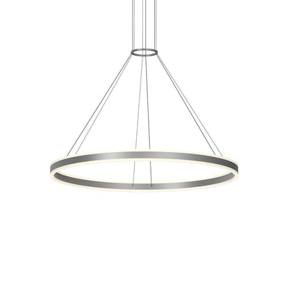 Double Corona 48" Wide Integrated LED Ring Chandelier with Acrylic Shades