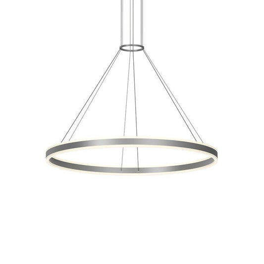 Double Corona 48" Wide Integrated LED Ring Chandelier with Acrylic Shades