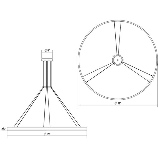 Double Corona 59" Wide Integrated LED Ring Chandelier with Acrylic Shades