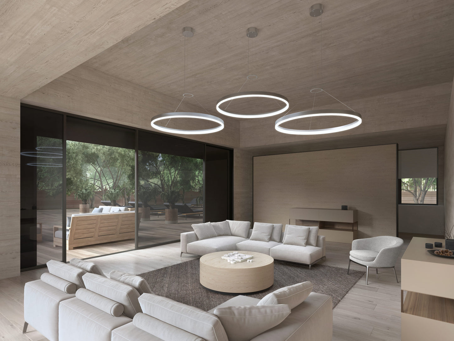 Corona 32" LED Pendant with Frosted Shade