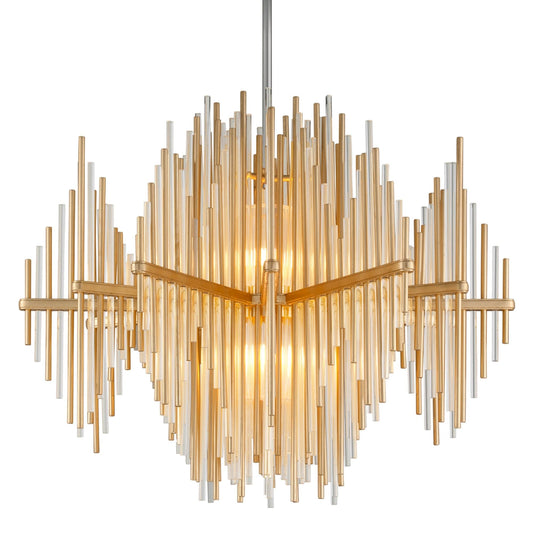 Theory 2-Light Chandelier in Gold Leaf/Stainless Steel 40W x 32.75H