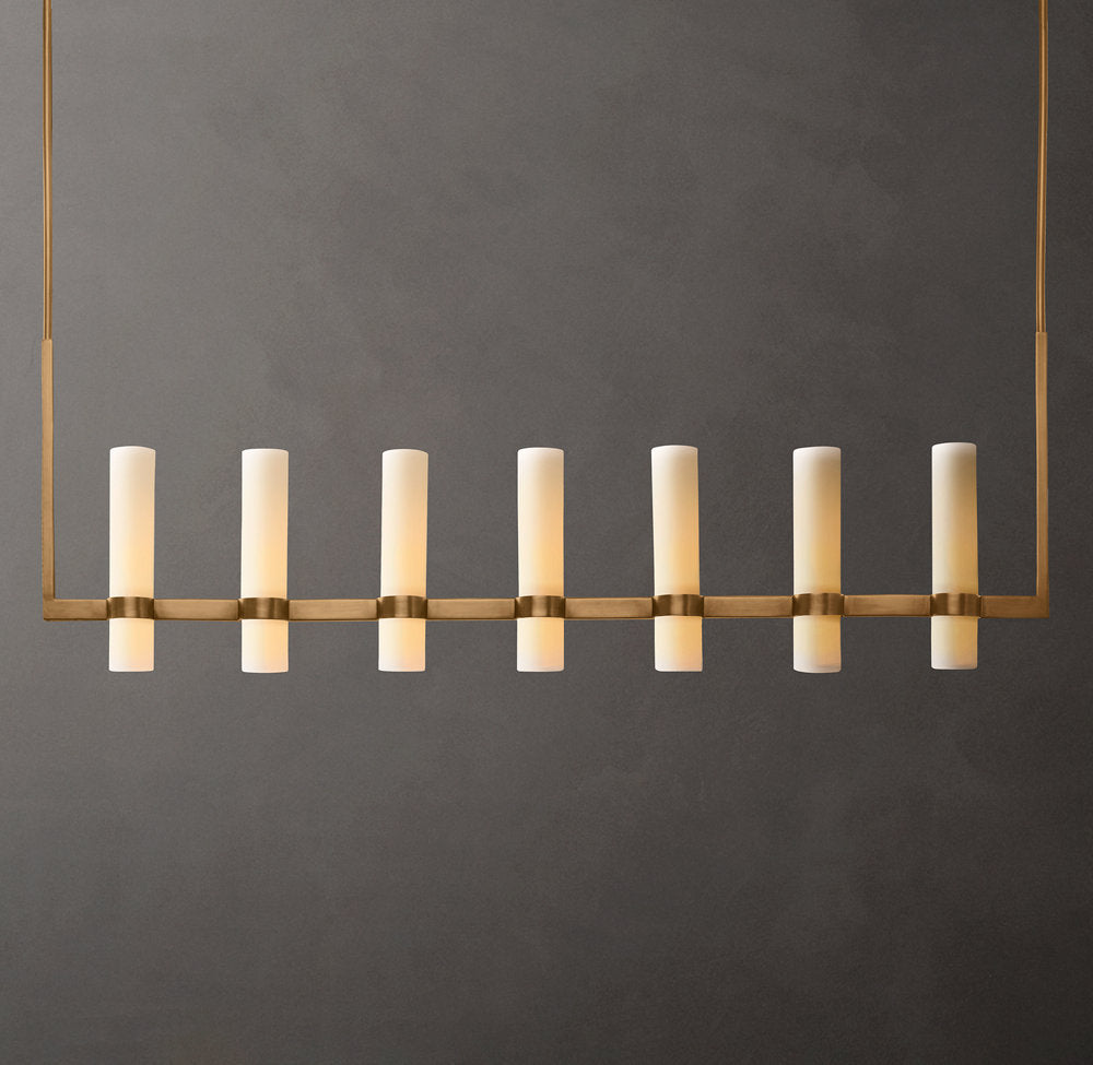 Ravelles Straight Milk Glass Chandelier 59"
