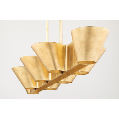 Reeve 8-Light Chandelier in Vintage Gold Leaf 37.5L x 37.5W x 18H