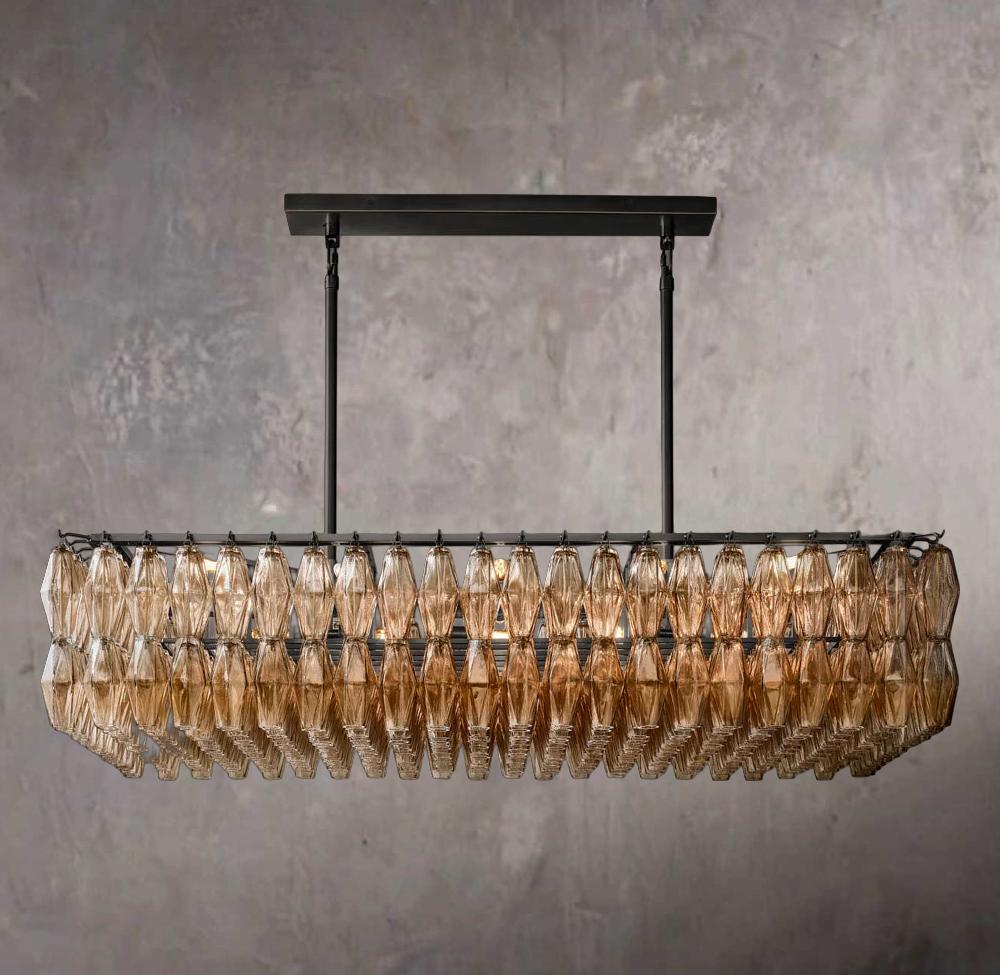 Chiara Rectangular Smoke Glass 54" Chandelier