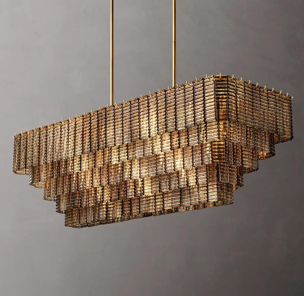 Sirene Smoke Glass Rectangular Chandelier 59"
