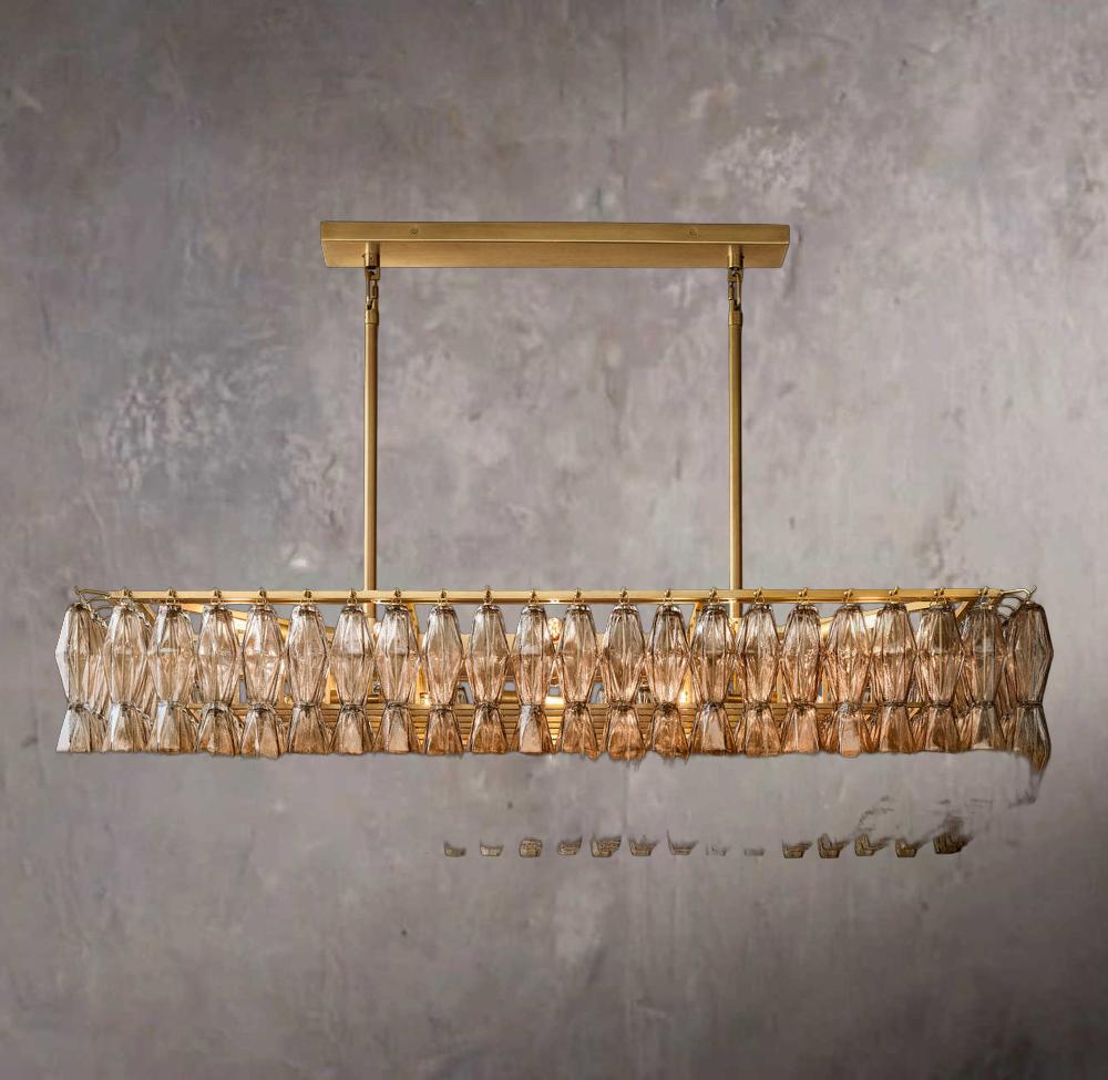 Chiara Rectangular Smoke Glass 54" Chandelier