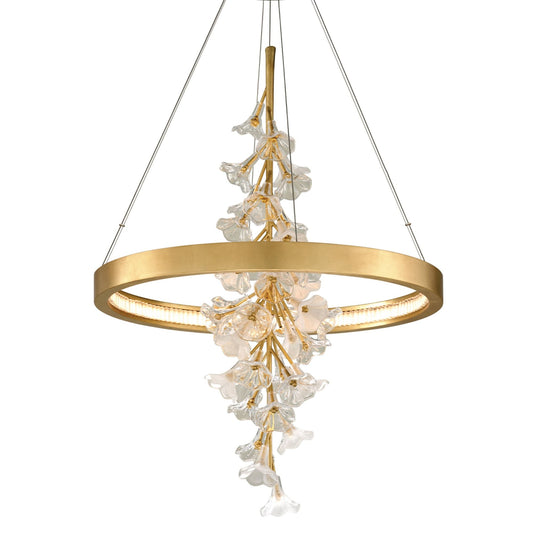 Jasmine 1-Light Chandelier in Gold Leaf 28L x 28W x 38.5H