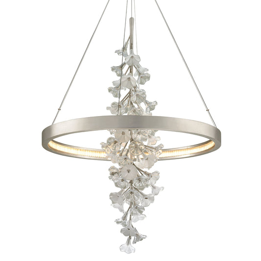 Jasmine 1-Light Chandelier in Silver Leaf 36L x 36W x 50H