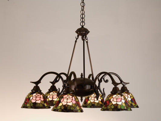 Stained Glass / Tiffany 6 Light Down Lighting Chandelier from the Fixtures Collection