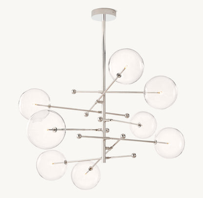 Glass Orb Cluster Mobile Eight-Light Chandelier 79"