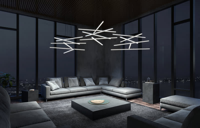 Stix 40" Wide 6 Arm LED Chandelier