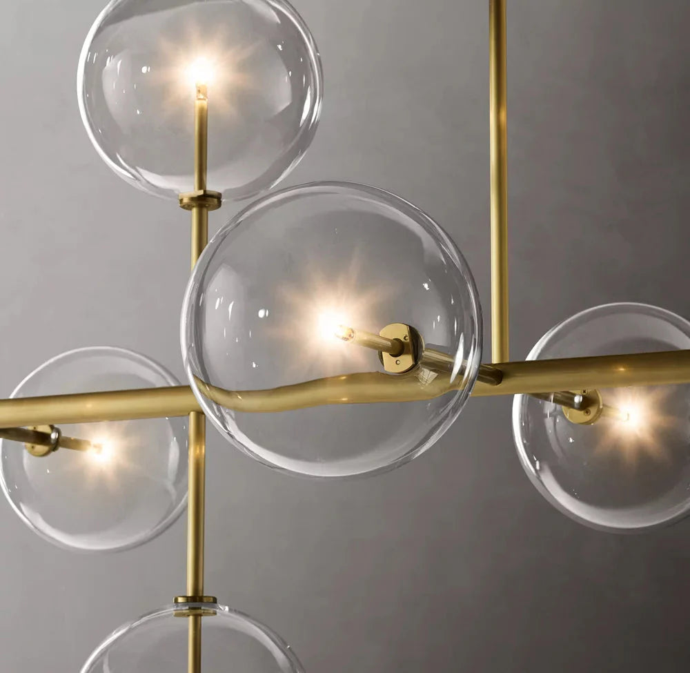 Glass Orbital Mobile Linear Chandelier