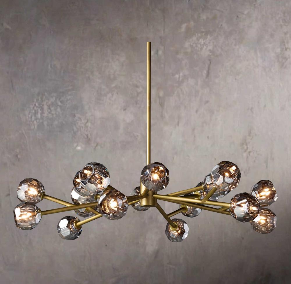 Crystal Globe Smoked Glass Circular Chandelier 48"
