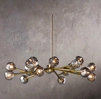 Crystal Globe Smoked Glass Circular Chandelier 48"