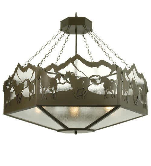 6 Light 48" Wide Pendant with Handmade Shade