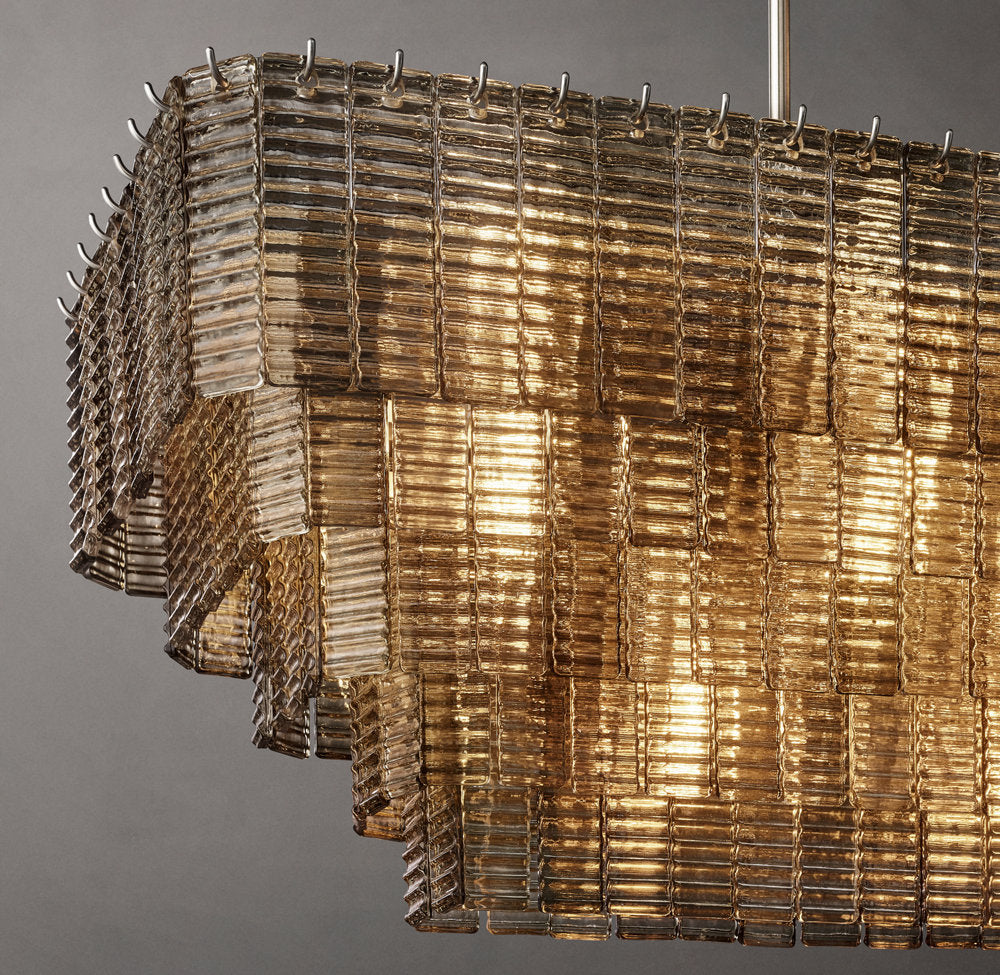 Sirene Smoke Glass Rectangular Chandelier 59"