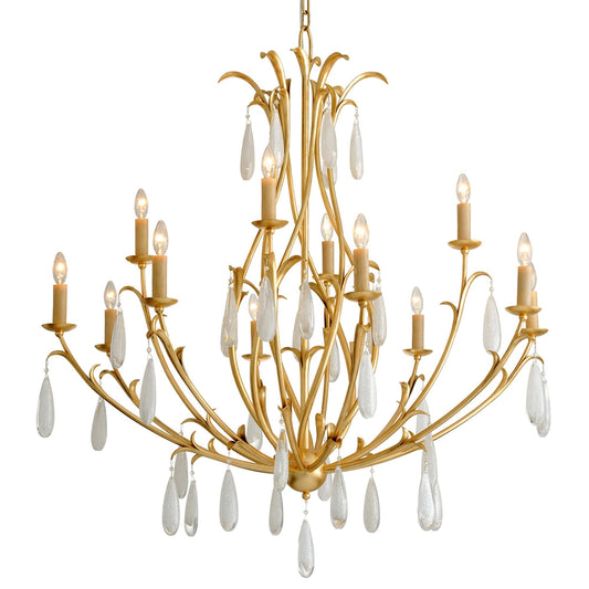 Prosecco 12-Light Chandelier in Gold Leaf 46.25W x 51H