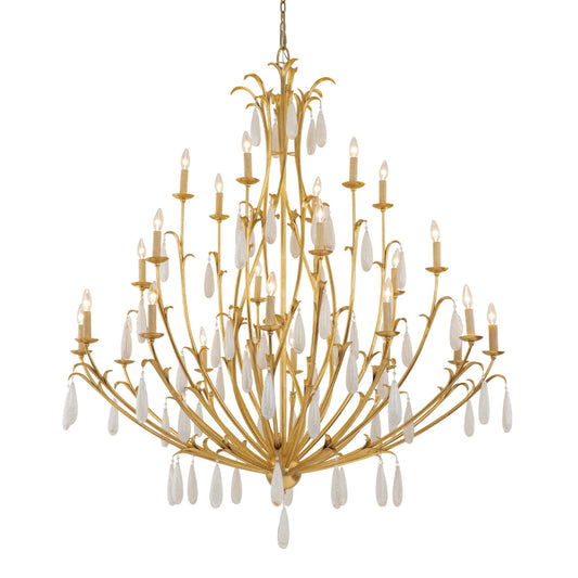 Prosecco 24-Light Chandelier in Gold Leaf 60L x 60W x 69.5H
