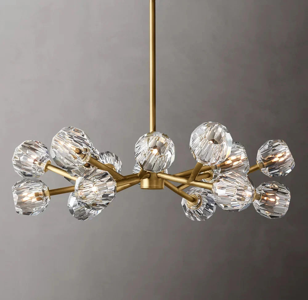 Crystal Sphere Clear Glass Round Chandelier 36"