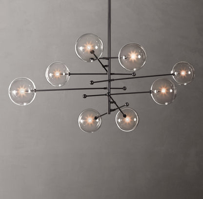 Glass Orb Cluster Mobile Eight-Light Chandelier 79"