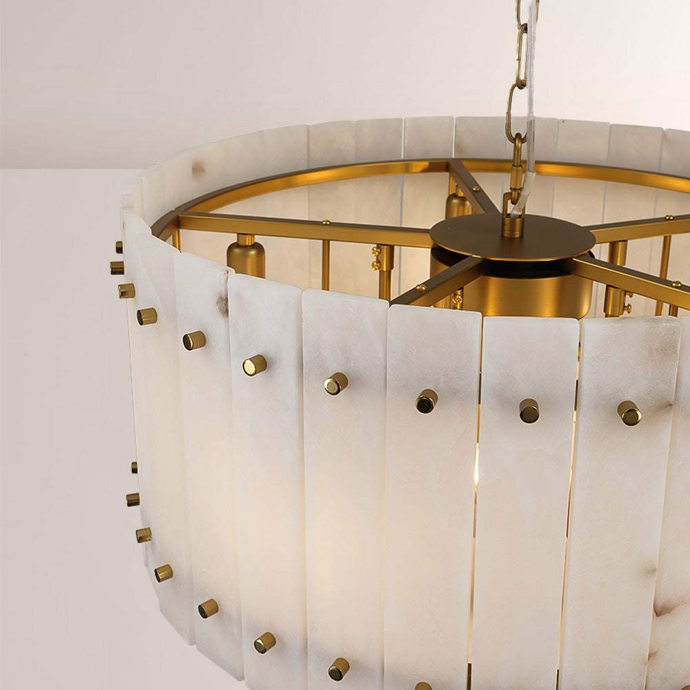 Aurelix Alabaster Round 2-Tiered Chandelier