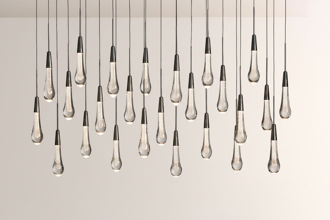 Raindor Glass Solitaire Linear Chandelier