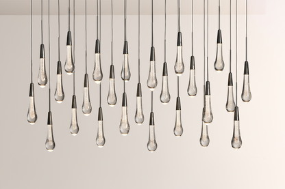 Raindrop Glass Solitaire Linear Chandelier