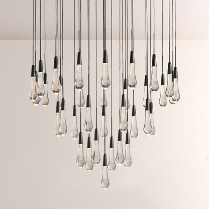 Raindrop Glass Round Solitaire Chandelier