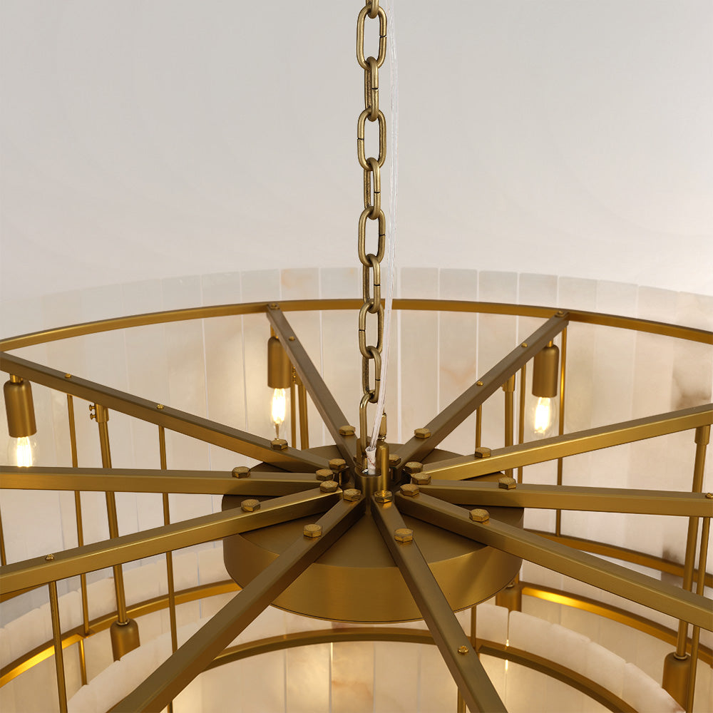 Aurelix Alabaster Round 2-Tiered Chandelier