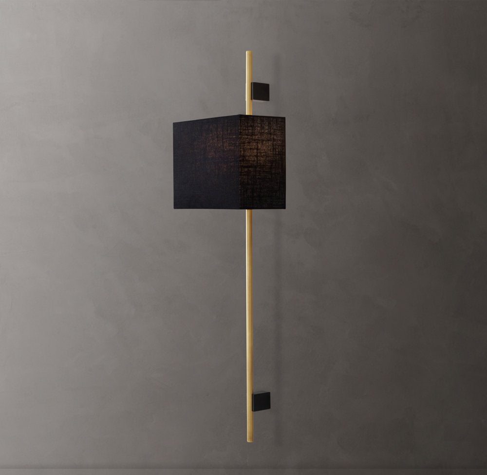 Vela Round Bar Sconce - Rectangular Shade