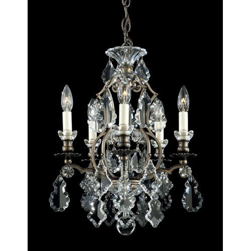 Five-Light Clear Heritage Handcut Crystal Chandelier, 14.5W x 19H x 14.5D