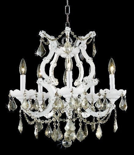 Maria Theresa 6 light crystal chandelier in white finish