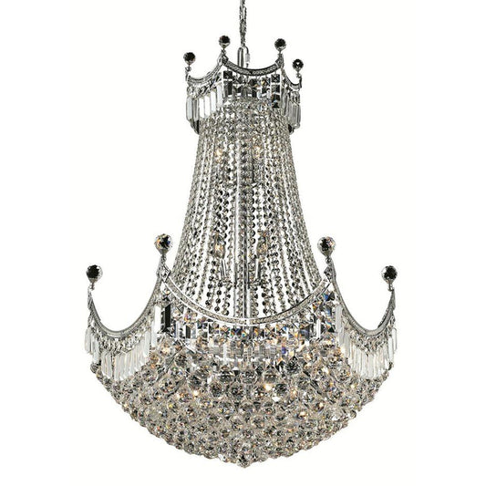 Corona Chrome Twenty-Four Light 30-Inch Chandelier with Royal Cut Clear Crystal