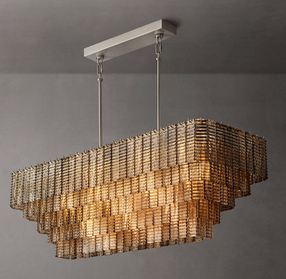 Sirene Smoke Glass Rectangular Chandelier 59"