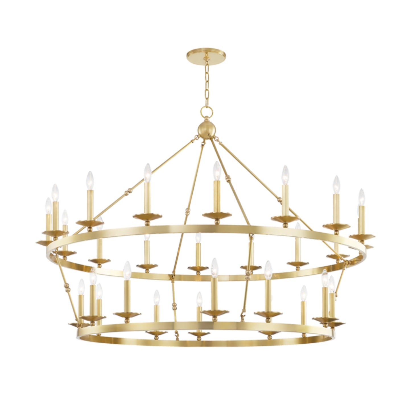 Allendale 28-Light Chandelier in Aged Brass 58L x 58W x 40.75H
