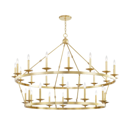 Allendale 28-Light Chandelier in Aged Brass 58L x 58W x 40.75H