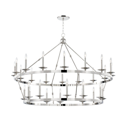 Allendale 28-Light Chandelier in Polished Nickel 58L x 58W x 40.75H