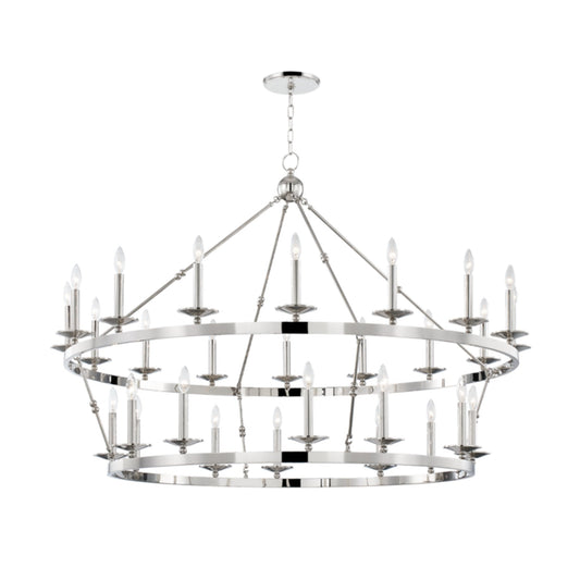 Allendale 28-Light Chandelier in Polished Nickel 58L x 58W x 40.75H