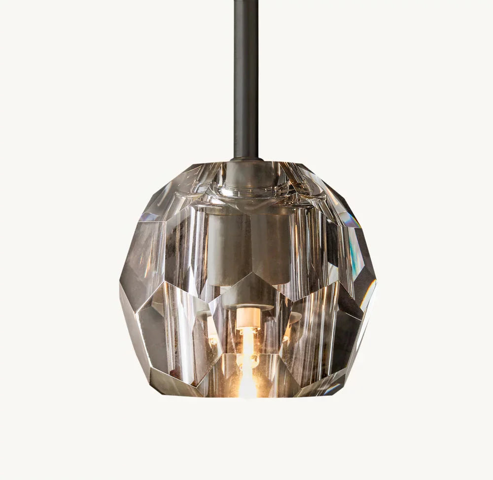 Crystal Sphere Smoky Glass Rod Pendant Lamp