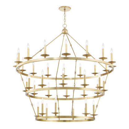 Allendale 36-Light Chandelier in Aged Brass 58L x 58W x 54.25H