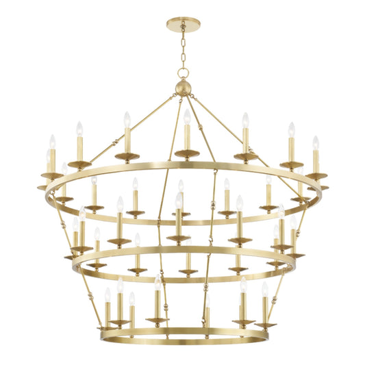 Allendale 36-Light Chandelier in Aged Brass 58L x 58W x 54.25H