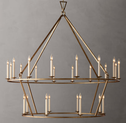 19TH C. ENGLISH OPENWORK TWO-TIER ROUND CHANDELIER 62"