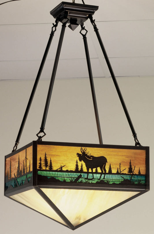 3 Light 16-1/2" Wide Pendant with Handmade Shade