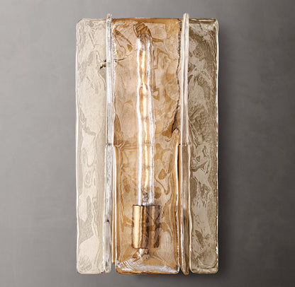 Lattice Pattern Clear Glass Wall Sconce 15"