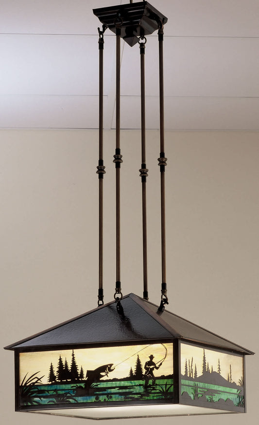 3 Light 24-3/4" Wide Pendant with Handmade Shade