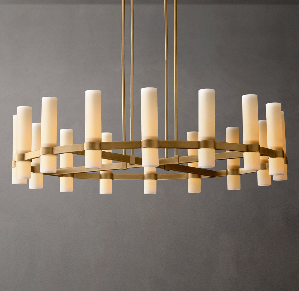 Ravelle Round Milk Glass Chandelier 48"