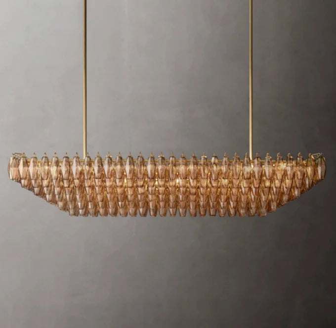 Chiara Tiered Rectangular Pendant Light with Smoke Glass 74"